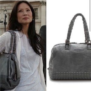 Liebeskind Berlin Cool tone purple indigo leather pyramid studded purse Lioba